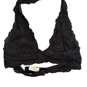 Aerie Bralette Womens Size S Black Lace Deep V Plunge Wireless Bra